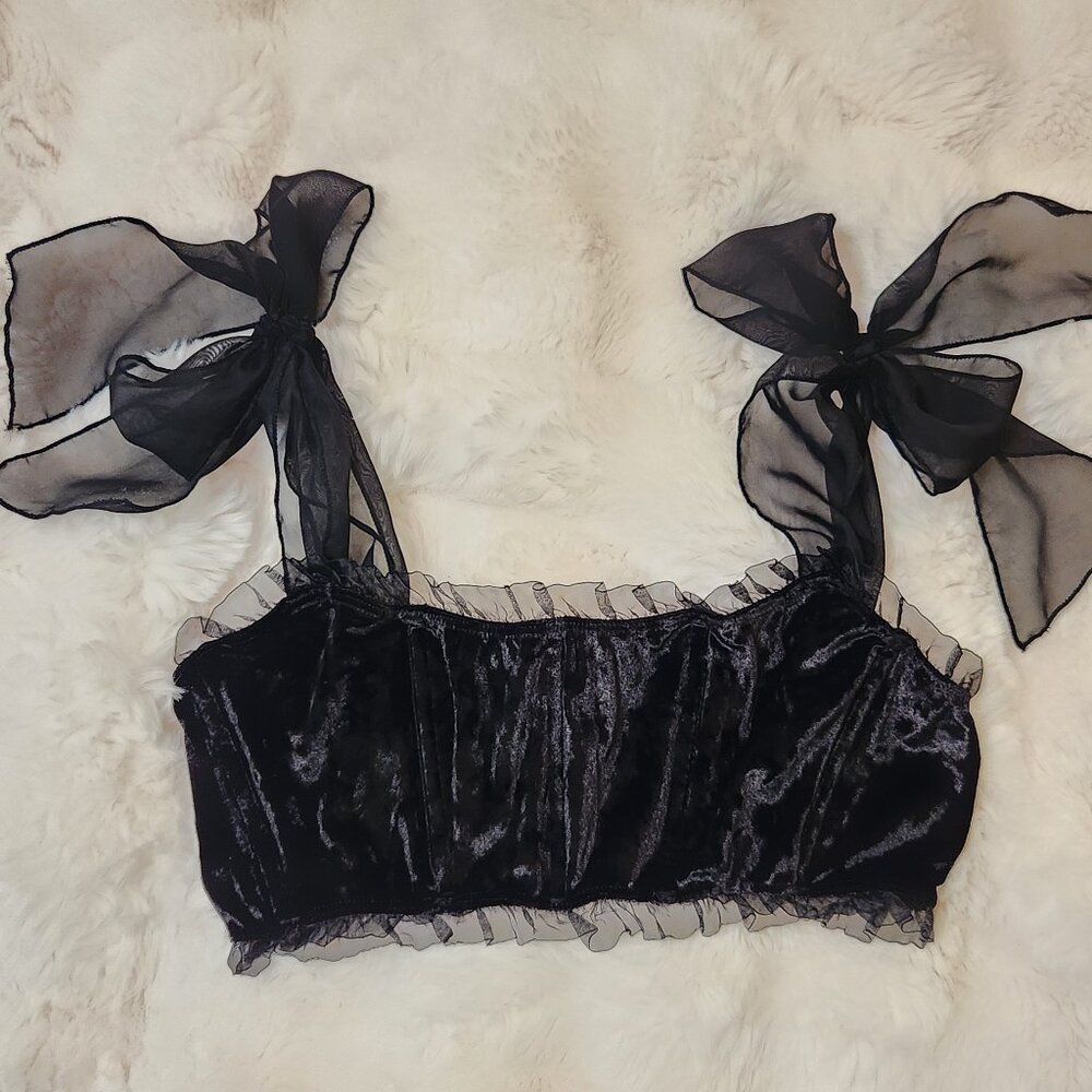 Crushed Velvet Corset Bralette Crop Top